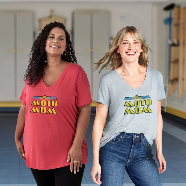 Moto Moms posing in the special edition Moto Mom T-shirt
